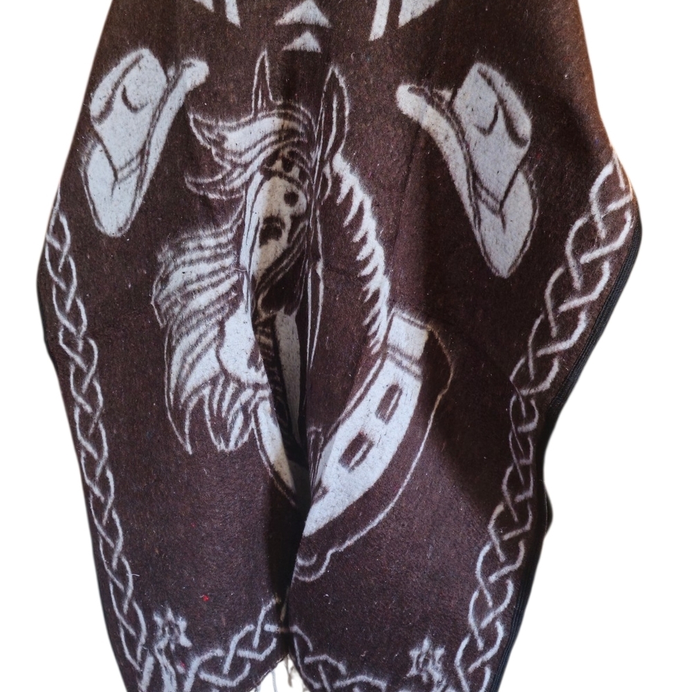 Western Style Brown Poncho